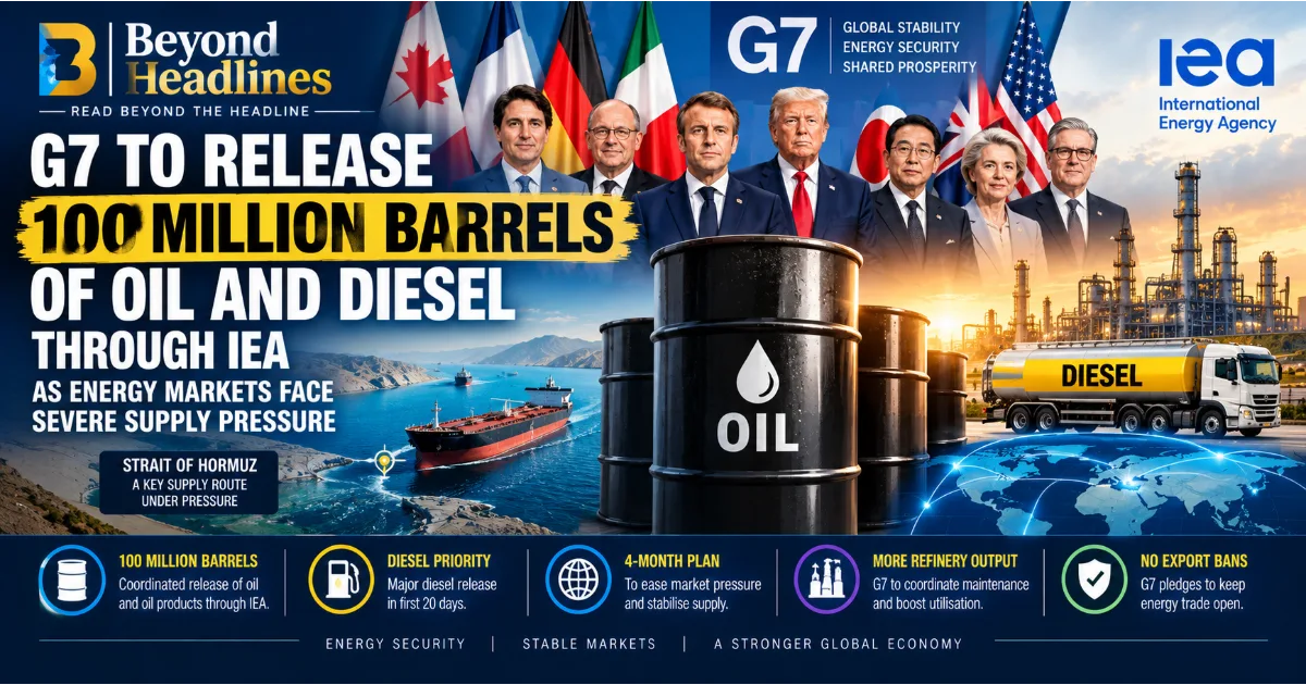 G7 Moves to Release 100 Million Barrels of Oil and Diesel Through IEA as Energy Markets Face Severe Supply Pressure