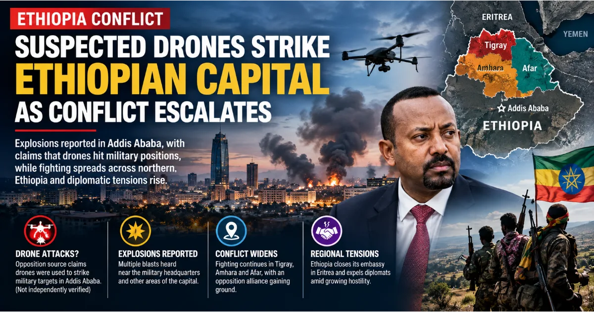 Suspected Drones Strike Ethiopian Capital as Conflict Escalates