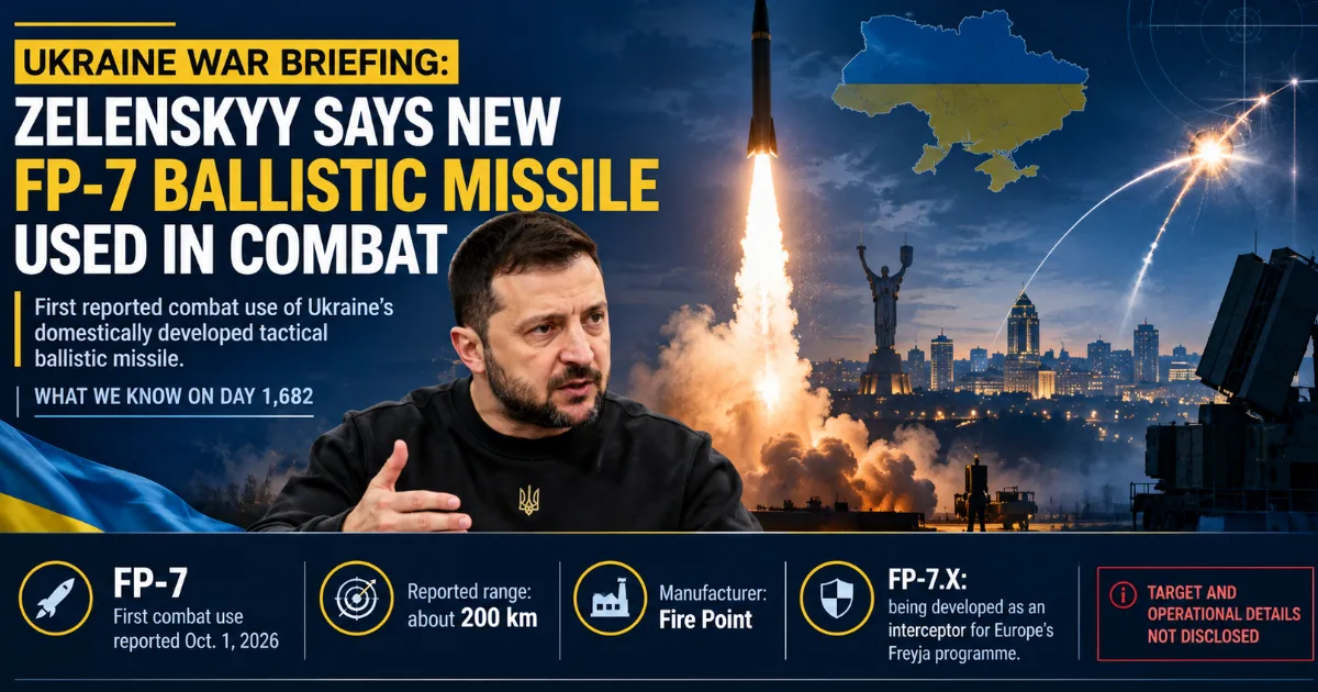 Ukraine war briefing: Zelenskyy says new ballistic missile used in combat Volodymyr Zelenskyy hails use of FP-7 tactical ballistic missile, which manufacturer s