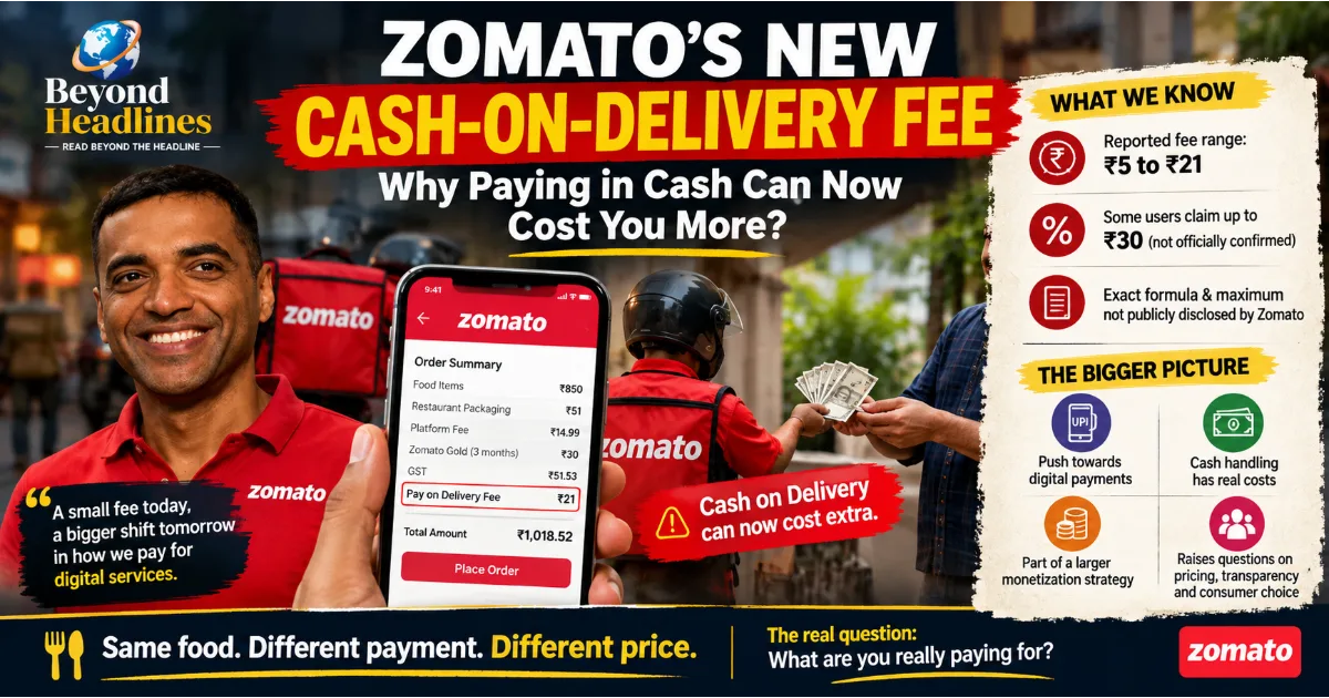 Zomato’s New Cash-on-Delivery Fee: Why Paying in Cash Can Now Cost You More